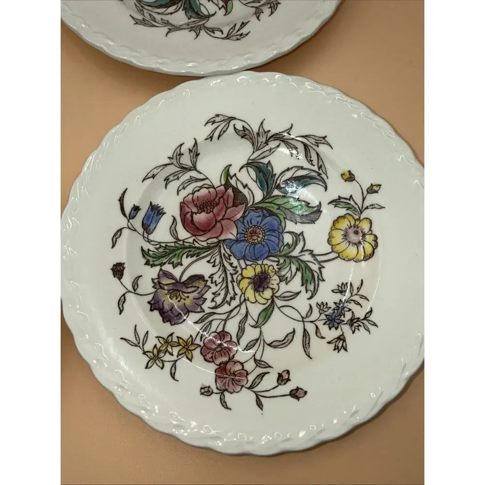 7 Vernon Kilns California USA May Flower Floral Desert Plates 6 1/2